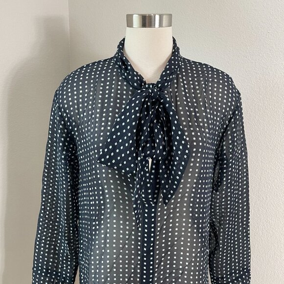 NEW Theory Womens 8 Scarf Dress 100% Silk Deep Navy Multi Square Print Chiffon - Picture 3 of 12